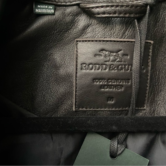 RODD & GUNN Cromwell Leather Jacket Chocolate Brown Size M - Picture 4 of 5